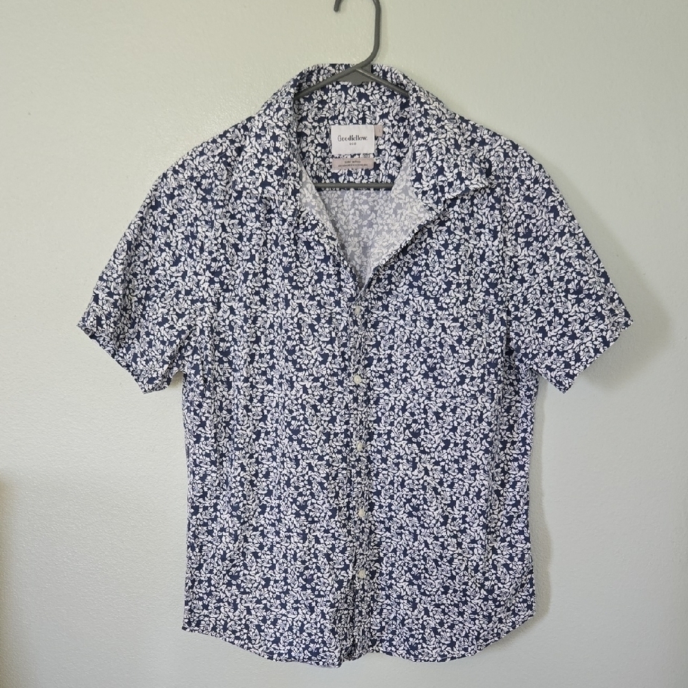 Goodfellow | Slim Fit Blue Floral Button Down Shirt Size Large